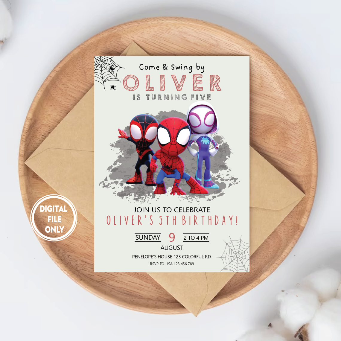 Personalized File Spidey Spiderman Birthday Invitation, Boy Spidey Party Invite, Spidey and his Amazing Friends Birthday Invitation, PNG File Only