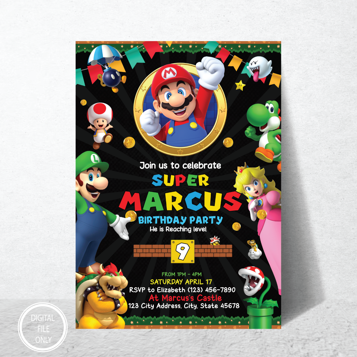 Kids Birthday Invitation PNG File Only