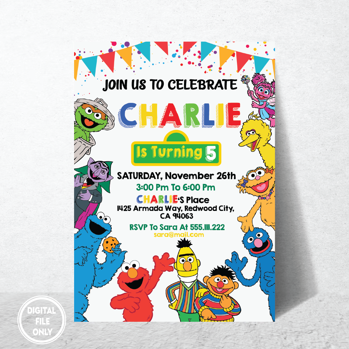 For Boy and Girl Kids invitation, Invite Instant Download PNG File Only