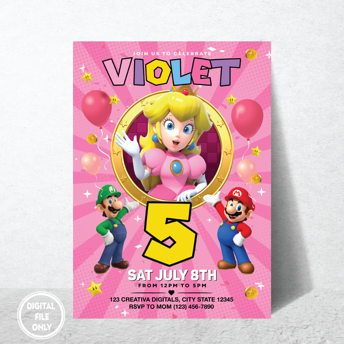 Princess Peach Invite PNG File Only