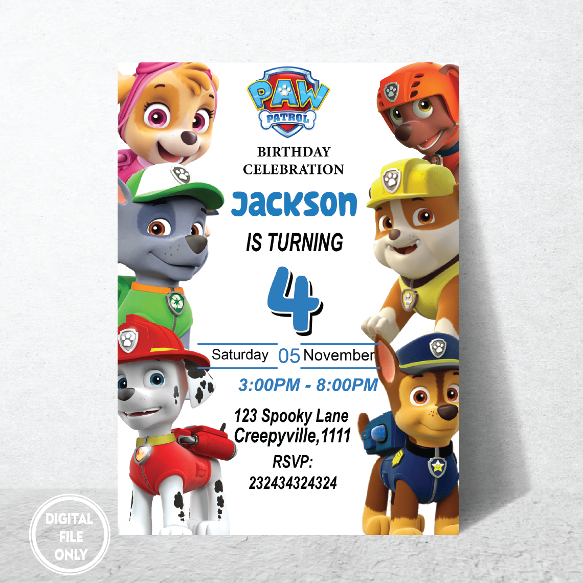 Kids Birthday Invitation Editable PNG File Only