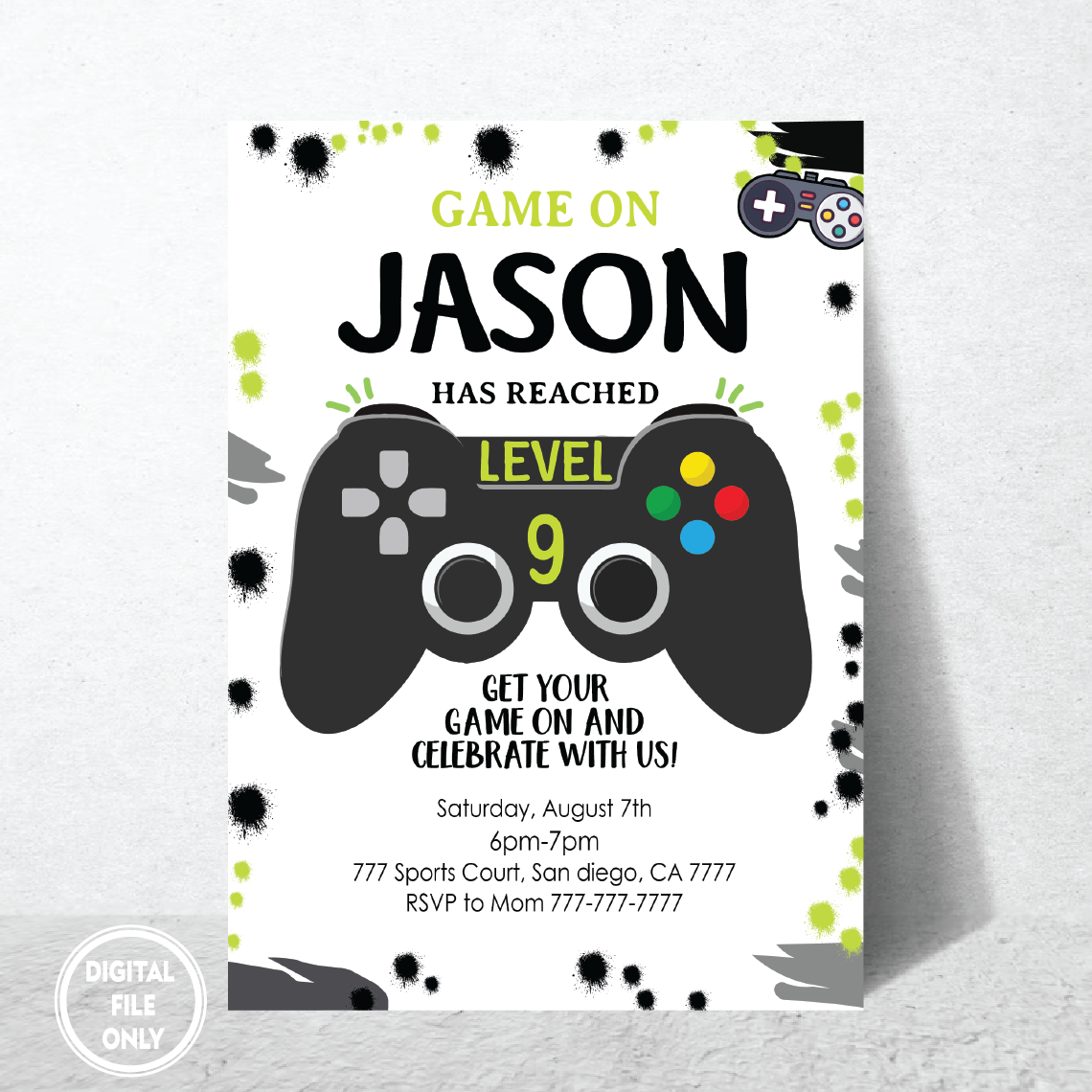 Personalized File Video Games Invitation PNG File Only, Video Games Invites Birthday Png, Instant Download Video Games Invitations
