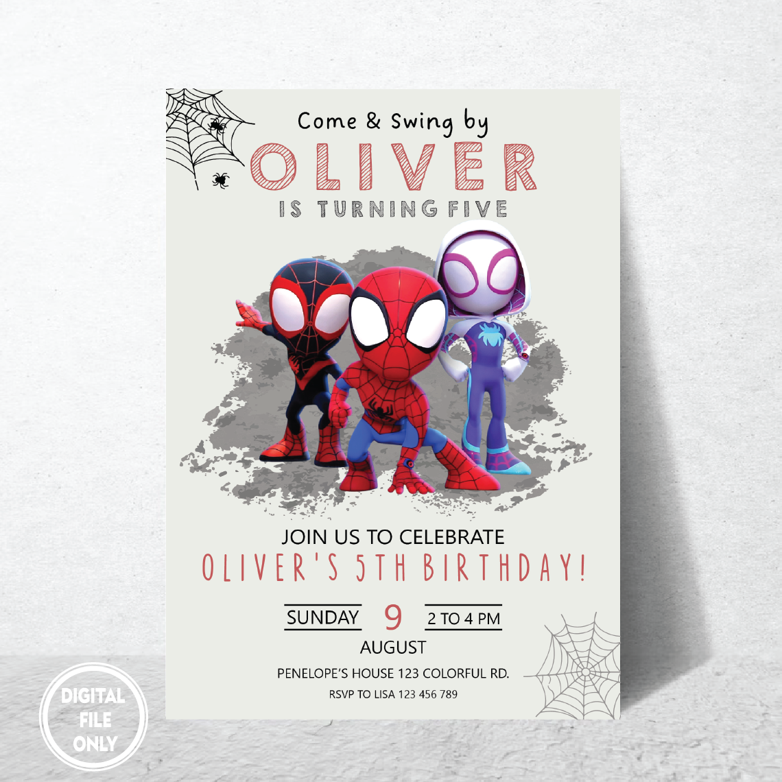 Personalized File Spidey Spiderman Birthday Invitation, Boy Spidey Party Invite, Spidey and his Amazing Friends Birthday Invitation, PNG File Only